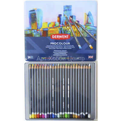 Набор карандашей цветных Procolour 24 цвета в металлической коробке DERWENT