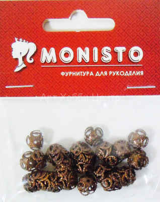 Шапочки для бусин цветок 8х8х5мм медь Monisto