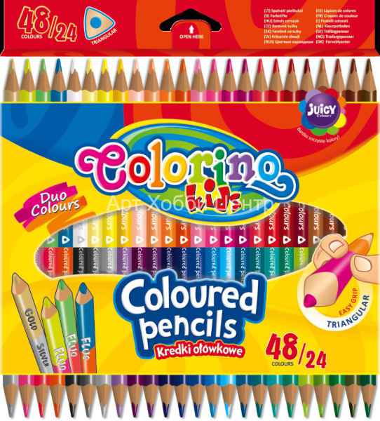 Набор карандашей цветных двухсторонних 24 шт 48 цветов Colorino Kids