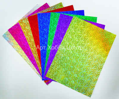 Набор картона цветного 8 цветов 8 листов голографический Brauberg