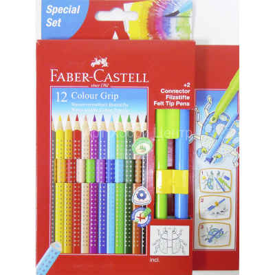 Набор карандашей цветных Grip 12шт + 2 фломастера Faber-Castell