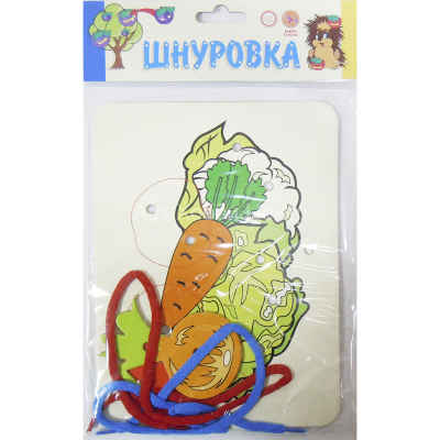 Детская игра шнуровка + раскраска Огород,помидор + лук Ракета