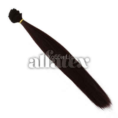 Волосы для кукол трессы прямые В-45см L-30см 2шт цвет темный каштан