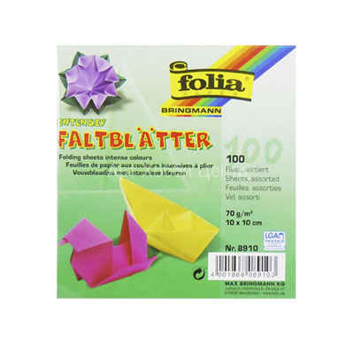 Бумага цветная для оригами 10х10см 10 цветов 100л Folia