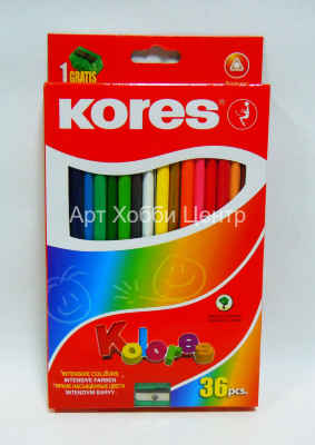 Набор карандашей цветных трехгранных 36 цветов Kores