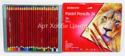 Набор карандашей пастельных 24 цвета в металлическом пенале DERWENT