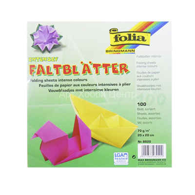 Бумага цветная для оригами 20х20см 10 цветов 100л Folia