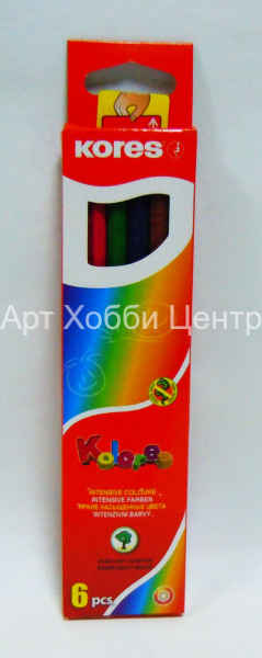 Набор карандашей цветных трехгранных 6 цветов Kores