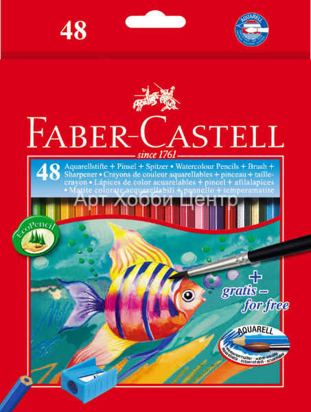 Набор карандашей акварельных Рыбки 48 цветов + кисточка Faber-Castell