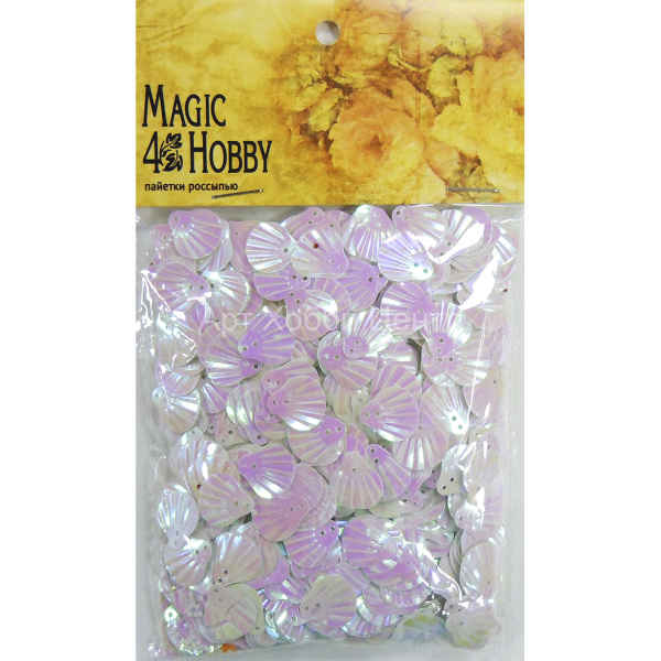 Пайетки россыпью цвет №028 розовый яркий ракушки 12х14мм 50г Magic&Hobby