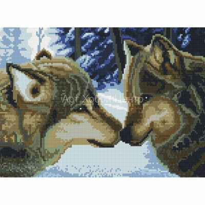 Картина стразами на подрамнике Два волка 30х40см Белоснежка