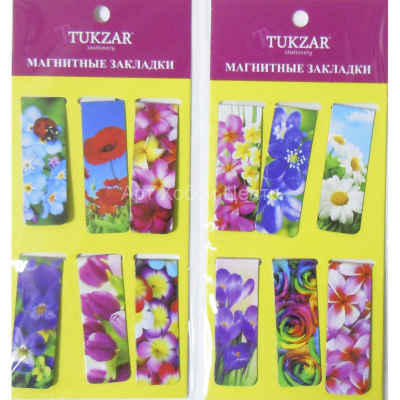 Закладка для книг магнитная набор Цветы 6шт Tukzsar