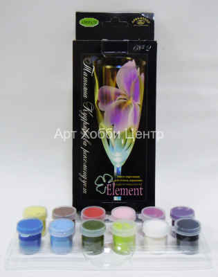 Набор красок акрил эмалевая для стекла и керамики Аква №2 12 цветов