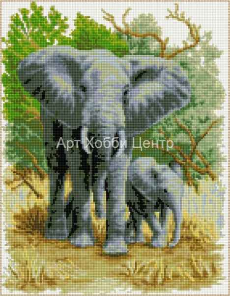 Картина стразами на подрамнике Слоны 40х50см Цветной мир АО11