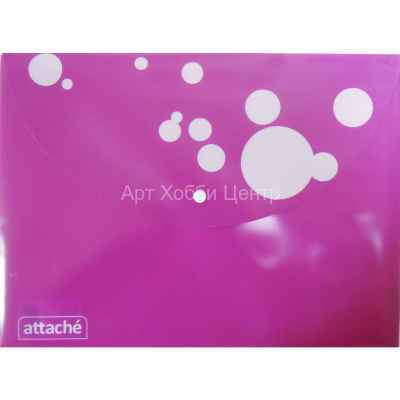 Папка пластиковая конверт с кнопкой А4 розовый Attache